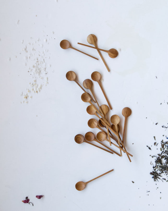 Pair of Teak Mini Condiment Spoons