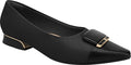 low-heeled point-toe black Piccadilly shoe  with black  embellishment and gold detail