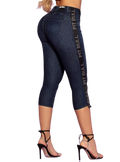 Pit Bull Jeans Capri Women's High Waisted Jeans Pants 61448