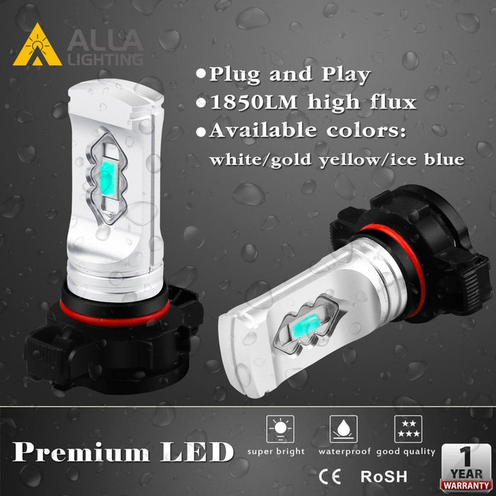 PSX24W 12276 LED Fog Lights Bulbs 12V 2504, 6K White/3K Yellow/Red/8K Blue -Alla Lighting