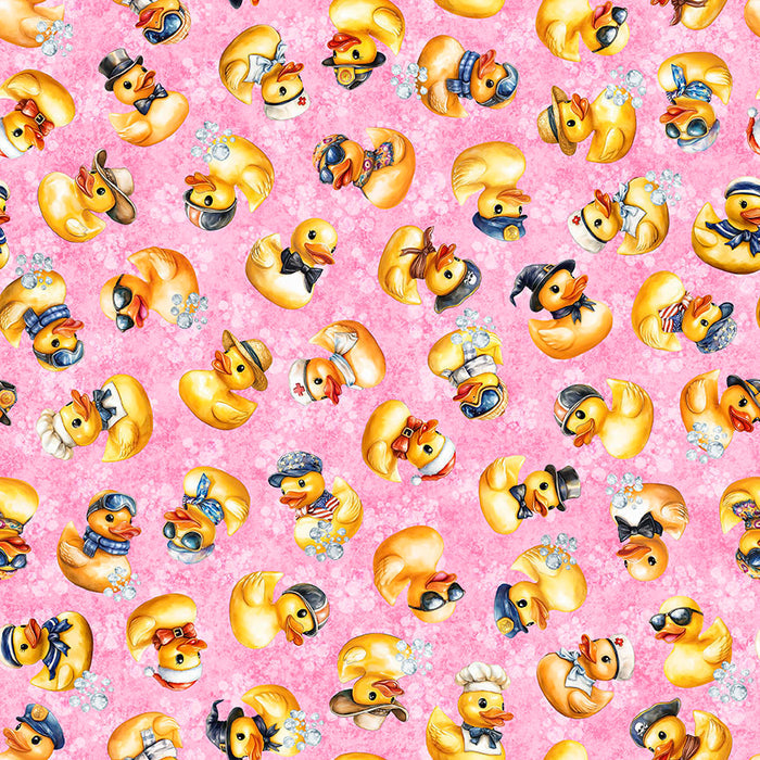 QT Cuties 3 -Pink  Rubber Duckies - QT Fabrics - 31860-P