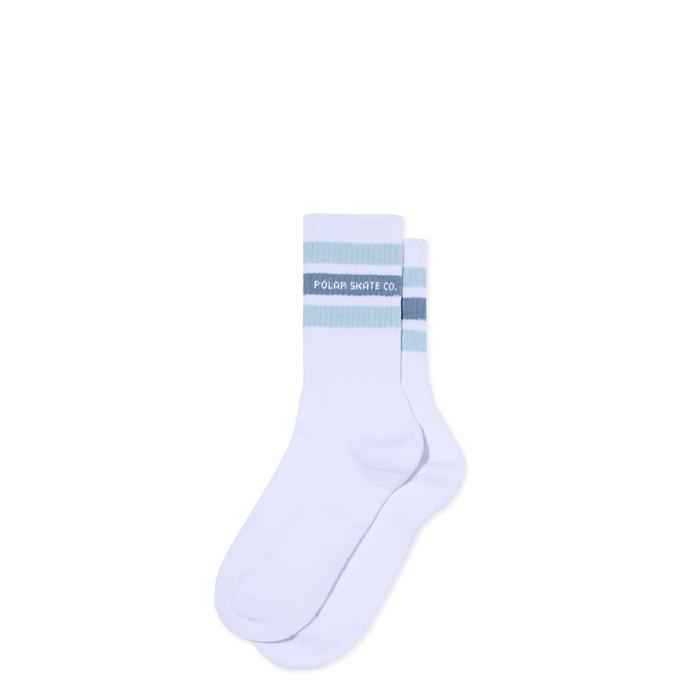 Rib Socks | Fat Stripes - White/Light Blue