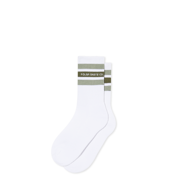 Rib Socks | Fat Stripes - White/Sage