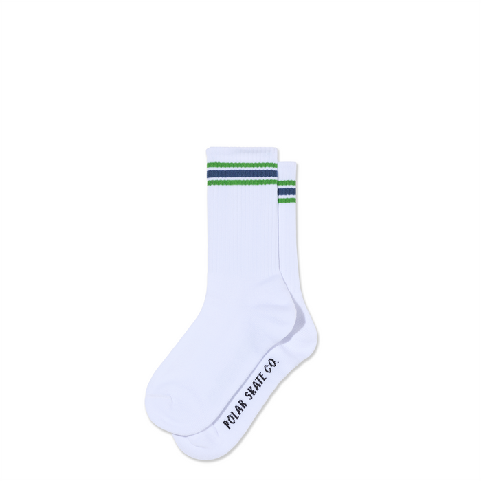 Rib Socks | Stripes - White/Green/Blue
