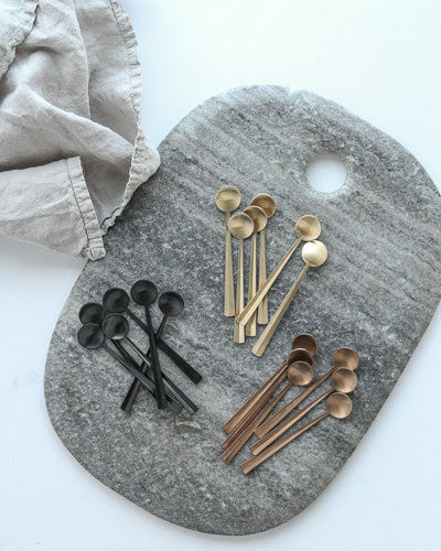 Set of 6 Gold/Black Coffee Spoons