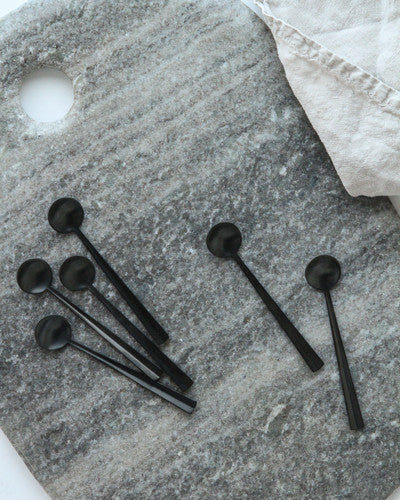 Set of 6 Gold/Black Coffee Spoons