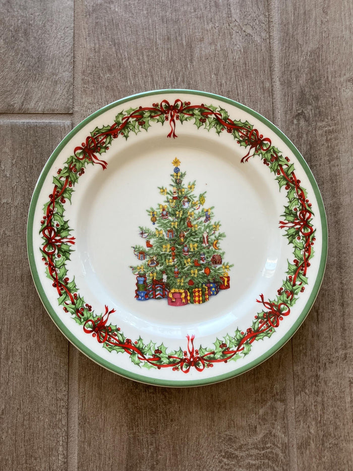 Seven Christopher Radko Holiday Celebration Salad Plates, Cookie Plate, Dessert Plate