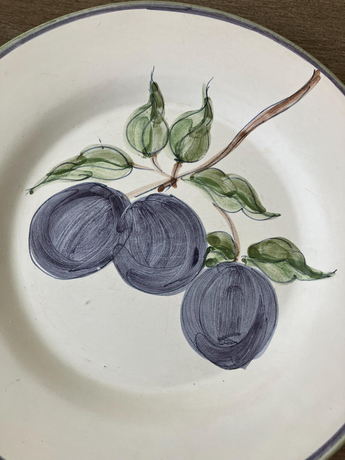 Two Fortebraccio Ceramiche Hand Painted Plates , Plum Design