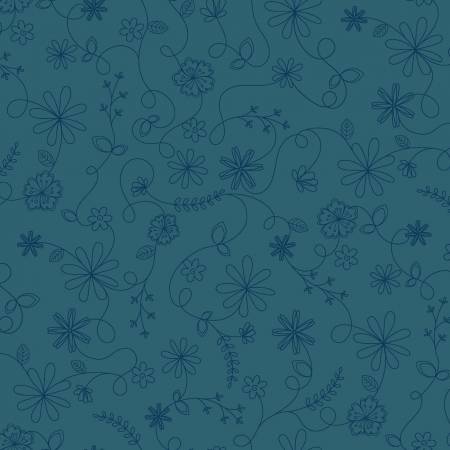 Vintage Flora - Blue Swirl Floral - Maywood Studio   - 10334M-B -