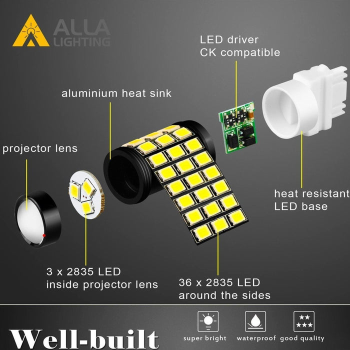 W21W 7440 LED Strobe Reverse Lights Flashing Back-up Bulbs, 6000K Xenon White -Alla Lighting