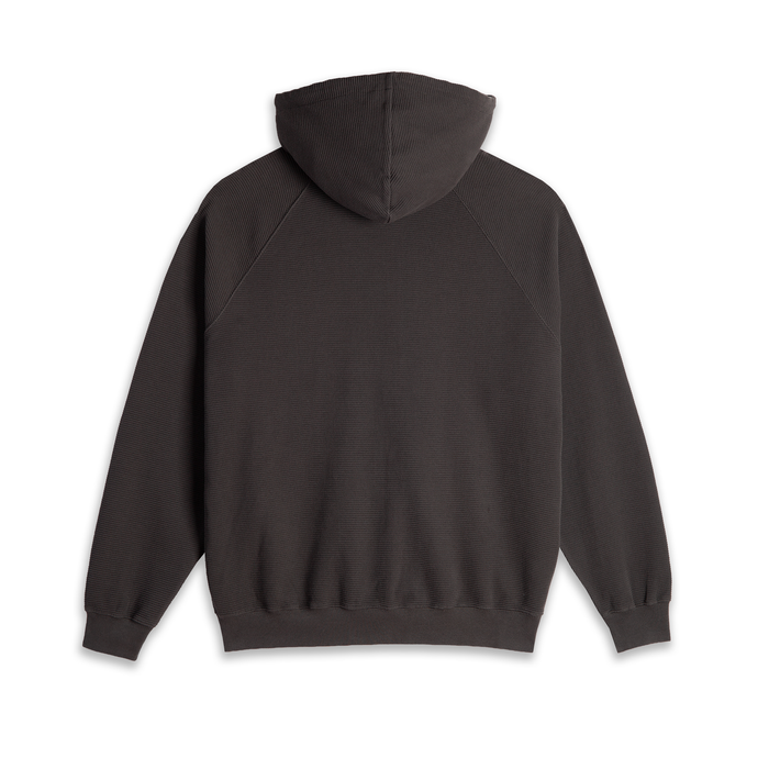 Waffle Zip Hoodie - Dirty Black