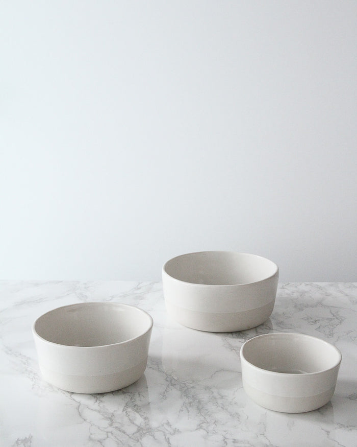 White Banded Nesting Bowls