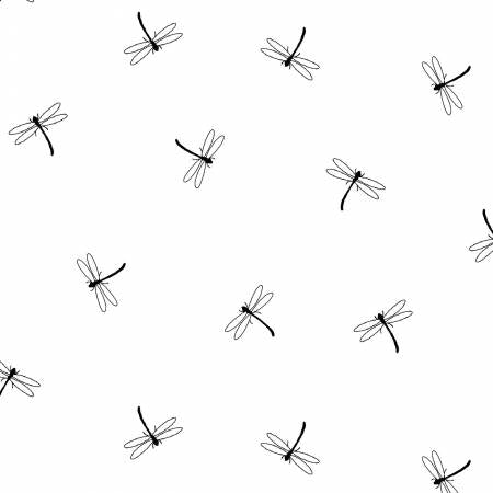 White On White Dragonflies - Ramf4074-W - P&B Textiles